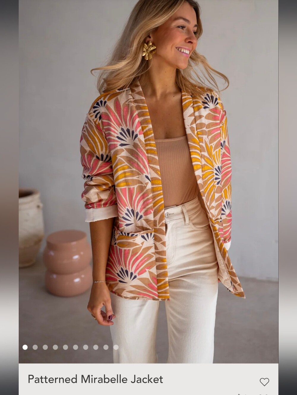 Easy Clothes,Patterned Mirabelle Jacket - Pink, Mustard & Navy Floral, Size M/L